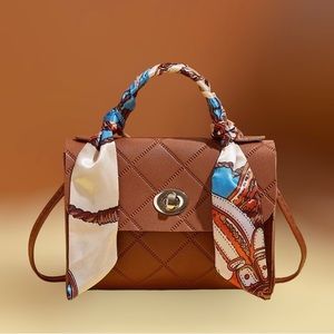 Brown Mini Quilted Satchel Purse